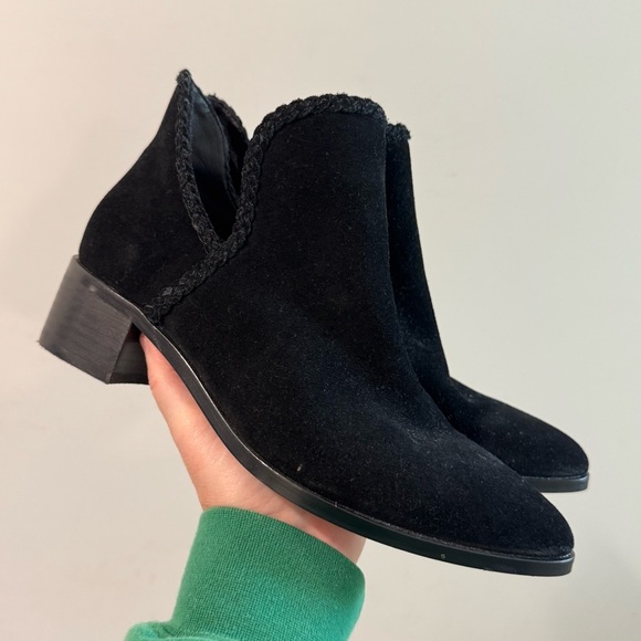 Lucky Brand Terisha Black Suede Braided Bootie 7.5 - Picture 1 of 8